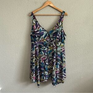 Skirted Swimsuit Printed One Piece Size 16
